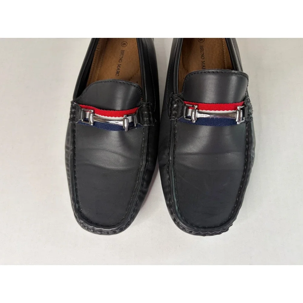 Bruno Marc Mens Black Driving Loafers Horsebit‎ Slip On Moc Toe Shoes Size 6